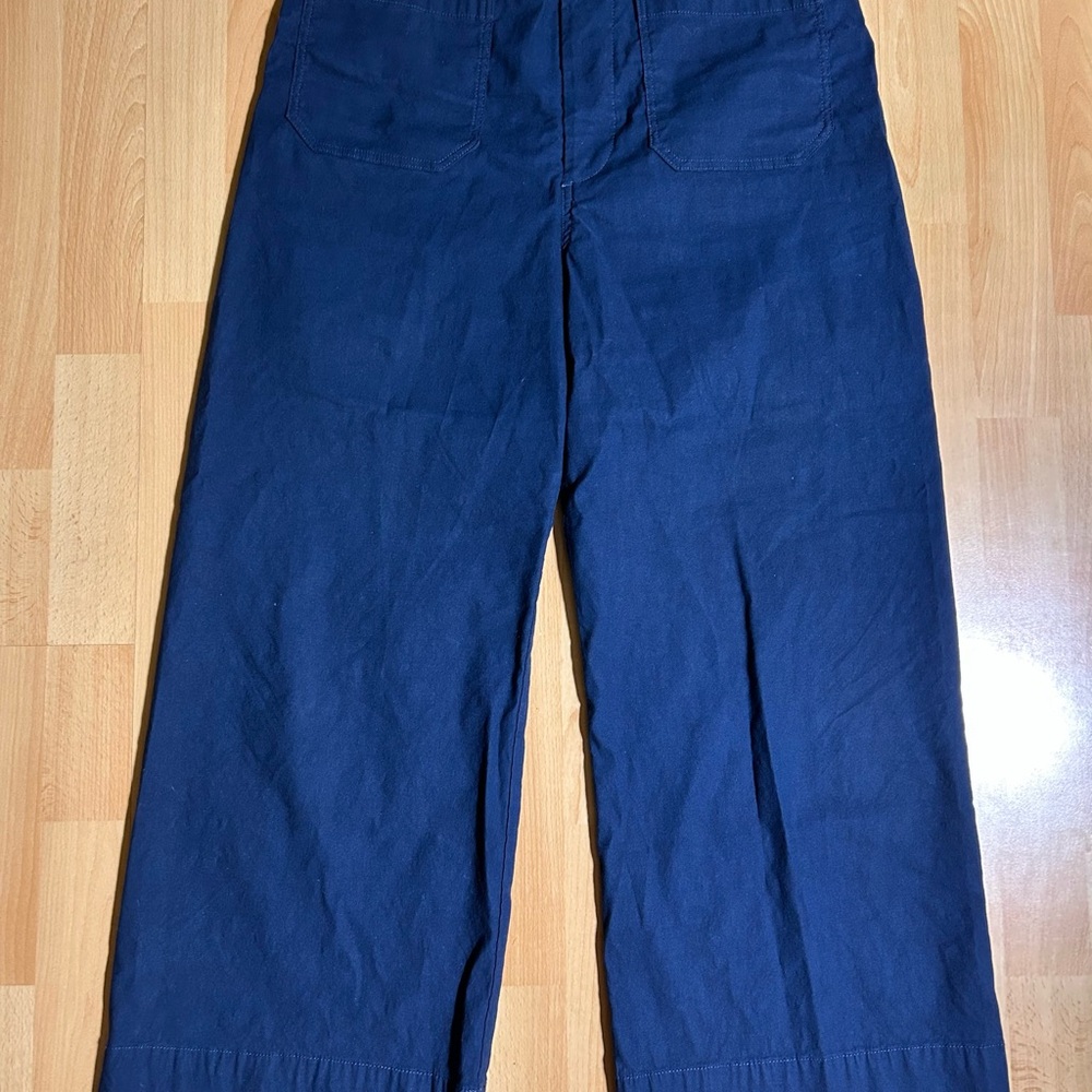 Anthropologie Maeve Colette The Magic Fabric Crop Wide Leg Pant Navy Blue 32 - Picture 4 of 13